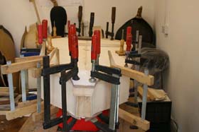 double bass making - gluing