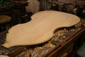 double bass making - marking the contours