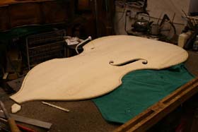 double bass making - cutting f holes