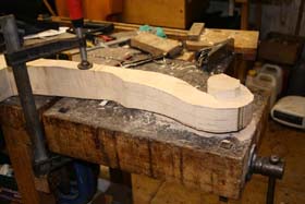 double bass making - carving the neck
