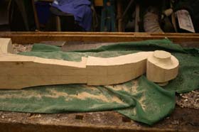 double bass making - carving the neck