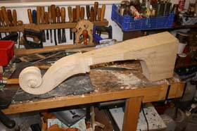 double bass making - neck carving